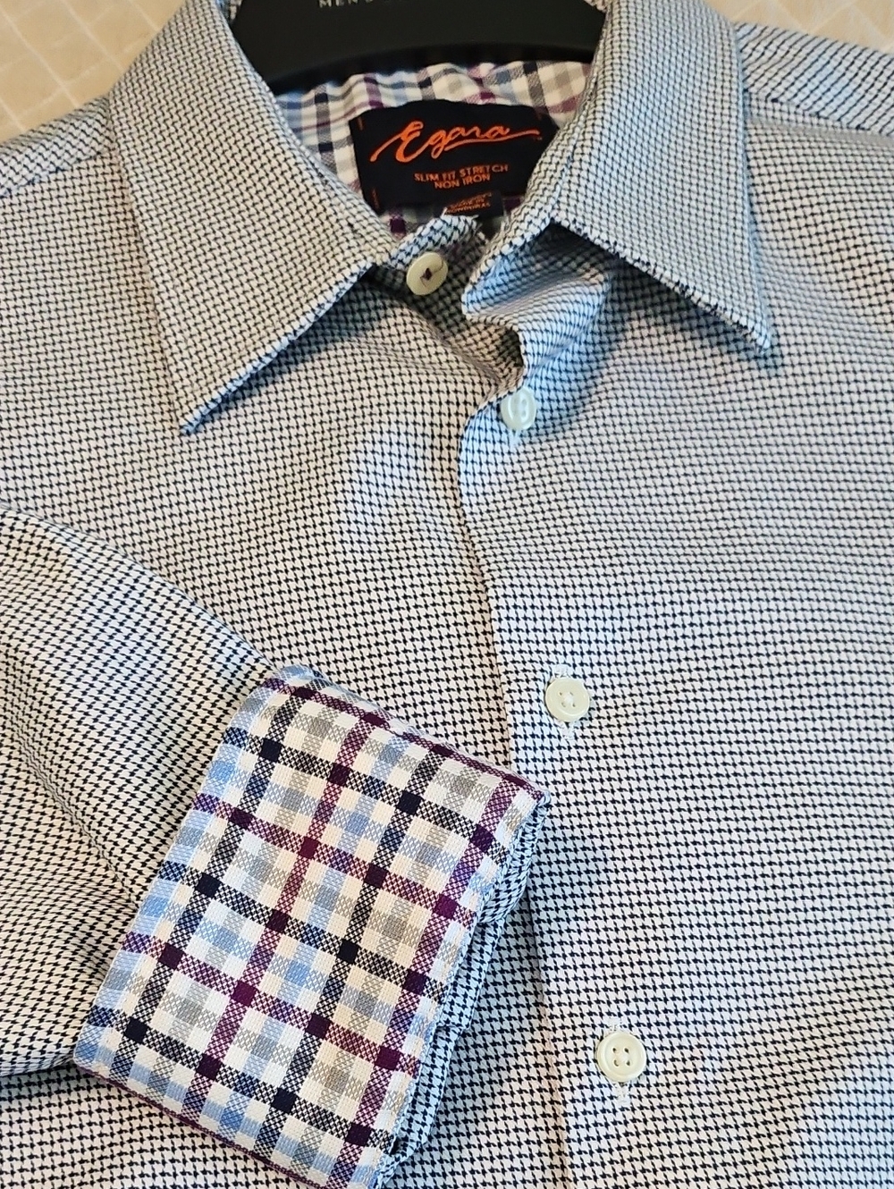Egara Men’s Slim Fit Stretch Dress Shirt No Iron Large Long Sleeve